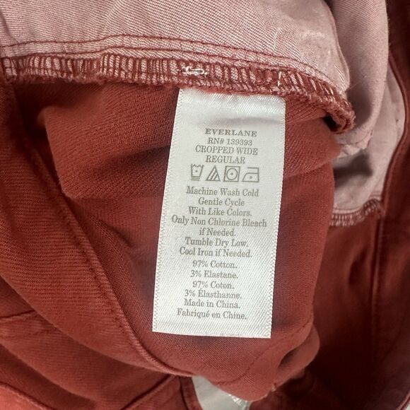 Everlane  Organic Cotton Wide Leg Pants 26.5" Size 10 Faded Red  High Rise - Picture 12 of 12